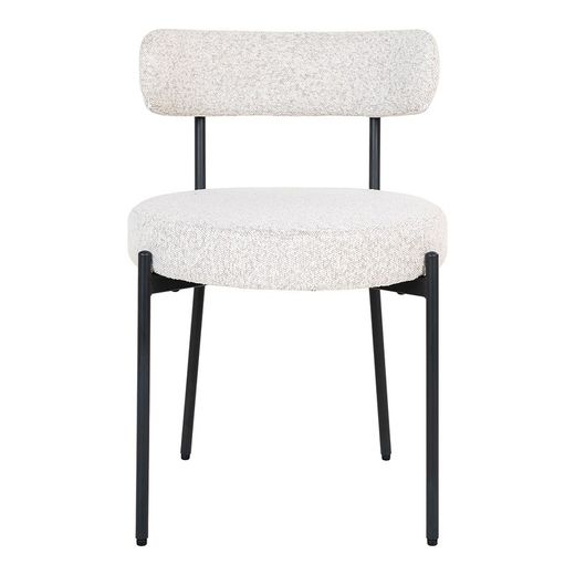 Bouclé fabric dining chair in white, 49.5 x 47 x 72.5 cm | Badalona