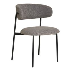 Bouclé fabric dining chair in grey, 59 x 55 x 79.5 cm | Mira