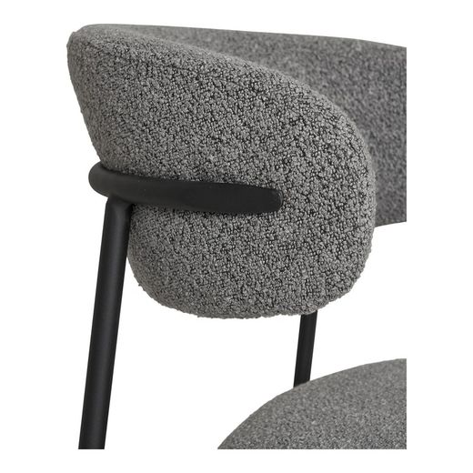Bouclé fabric dining chair in grey, 59 x 55 x 79.5 cm | Mira