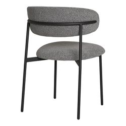 Bouclé fabric dining chair in grey, 59 x 55 x 79.5 cm | Mira