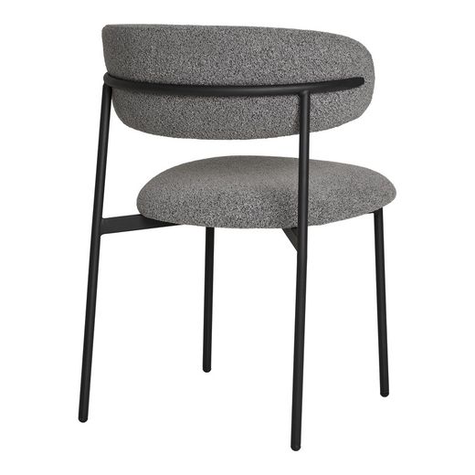 Bouclé fabric dining chair in grey, 59 x 55 x 79.5 cm | Mira