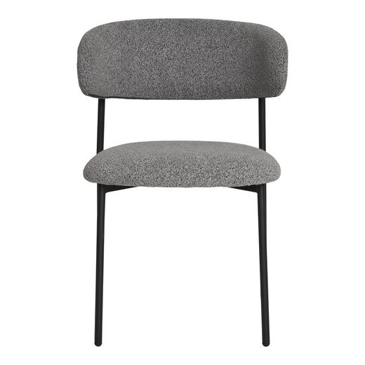 Bouclé fabric dining chair in grey, 59 x 55 x 79.5 cm | Mira