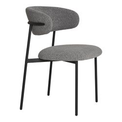 Bouclé fabric dining chair in grey, 59 x 55 x 79.5 cm | Mira