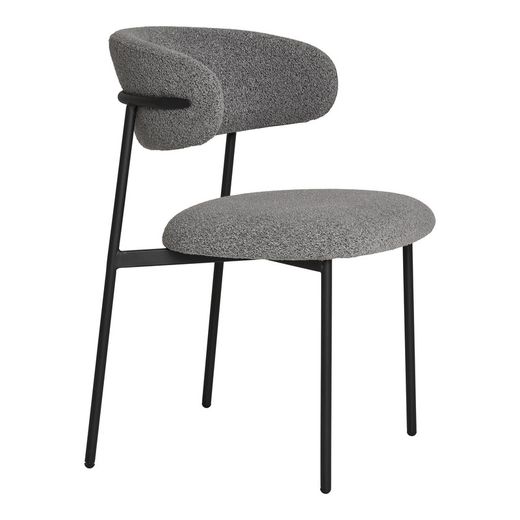 Bouclé fabric dining chair in grey, 59 x 55 x 79.5 cm | Mira