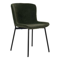Bouclé fabric dining chair in dark green, 59 x 48 x 83 cm | Maceda