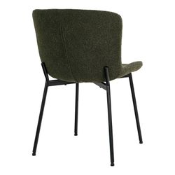 Bouclé fabric dining chair in dark green, 59 x 48 x 83 cm | Maceda
