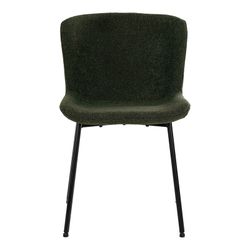 Bouclé fabric dining chair in dark green, 59 x 48 x 83 cm | Maceda