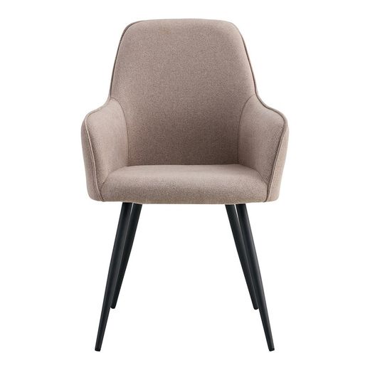 Stone-coloured polyester fabric dining chair, 65 x 57 x 87 cm | Harbo