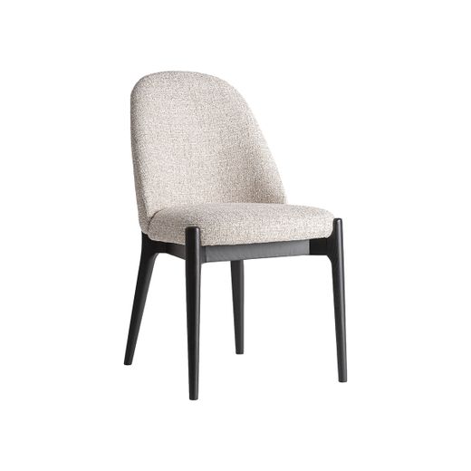 Silla de comedor de tejido de poliéster y madera de fresno en beige, 47 x 58 x 85 cm | Sirius