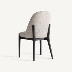 Silla de comedor de tejido de poliéster y madera de fresno en beige, 47 x 58 x 85 cm | Sirius
