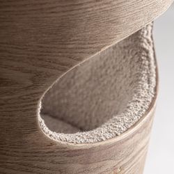 Silla de comedor de tejido de poliéster y madera de fresno en beige, 55 x 58 x 76 cm | Trebas