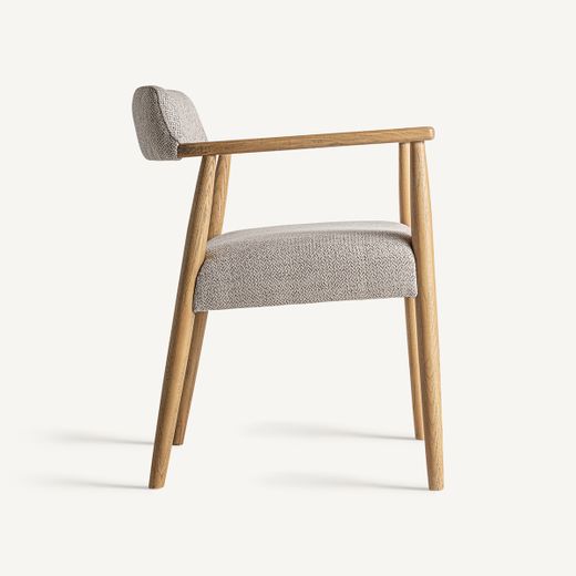 Silla de comedor de tejido de poliéster y madera de fresno en beige, 58 x 56 x 73 cm | Staple