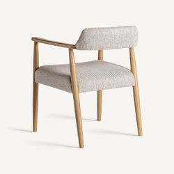 Silla de comedor de tejido de poliéster y madera de fresno en beige, 58 x 56 x 73 cm | Staple