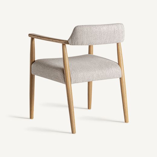 Silla de comedor de tejido de poliéster y madera de fresno en beige, 58 x 56 x 73 cm | Staple