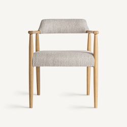 Silla de comedor de tejido de poliéster y madera de fresno en beige, 58 x 56 x 73 cm | Staple