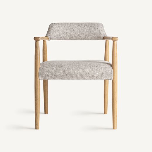 Silla de comedor de tejido de poliéster y madera de fresno en beige, 58 x 56 x 73 cm | Staple