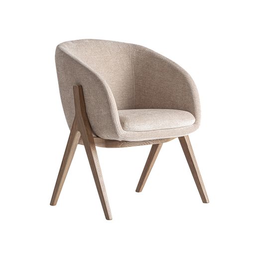 Silla de comedor de tejido de poliéster y madera de fresno en beige, 59 x 61 x 79 cm | Lupín