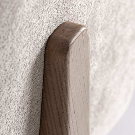 Silla de comedor de tejido de poliéster y madera de fresno en beige, 59 x 61 x 79 cm | Lupín