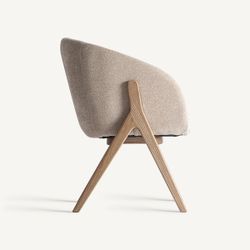 Silla de comedor de tejido de poliéster y madera de fresno en beige, 59 x 61 x 79 cm | Lupín