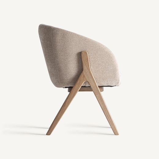Silla de comedor de tejido de poliéster y madera de fresno en beige, 59 x 61 x 79 cm | Lupín