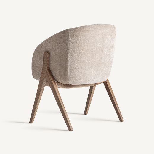 Silla de comedor de tejido de poliéster y madera de fresno en beige, 59 x 61 x 79 cm | Lupín