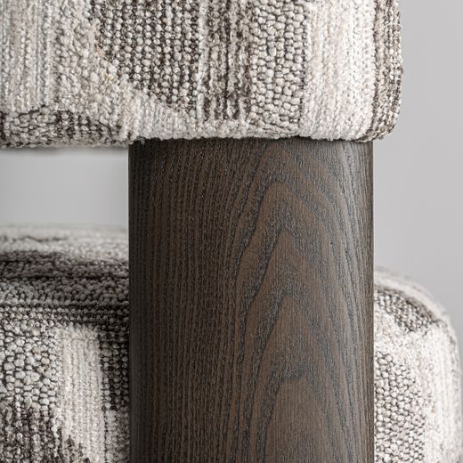 Silla de comedor de tejido de poliéster y madera de fresno en gris, 61 x 57 x 74 cm | Najac