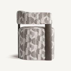 Silla de comedor de tejido de poliéster y madera de fresno en gris, 61 x 57 x 74 cm | Najac