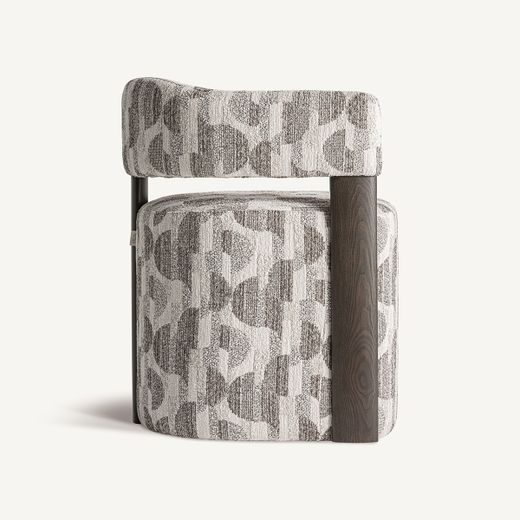 Silla de comedor de tejido de poliéster y madera de fresno en gris, 61 x 57 x 74 cm | Najac