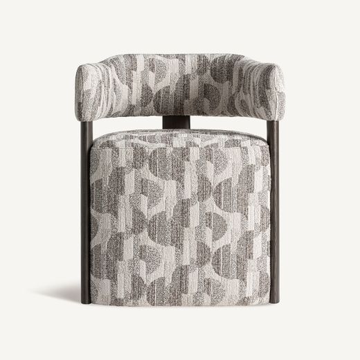 Silla de comedor de tejido de poliéster y madera de fresno en gris, 61 x 57 x 74 cm | Najac