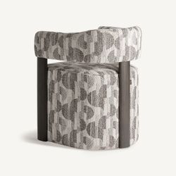 Silla de comedor de tejido de poliéster y madera de fresno en gris, 61 x 57 x 74 cm | Najac