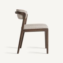 Silla de comedor de tejido de poliéster y madera de fresno en marrón, 56 x 58 x 75 cm | Jerzen