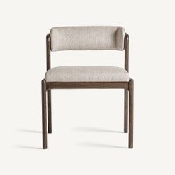 Silla de comedor de tejido de poliéster y madera de fresno en marrón, 56 x 58 x 75 cm | Jerzen