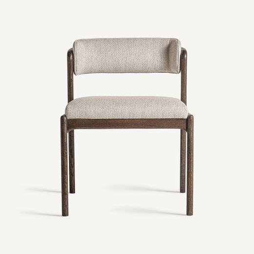 Silla de comedor de tejido de poliéster y madera de fresno en marrón, 56 x 58 x 75 cm | Jerzen