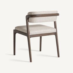 Silla de comedor de tejido de poliéster y madera de fresno en marrón, 56 x 58 x 75 cm | Jerzen