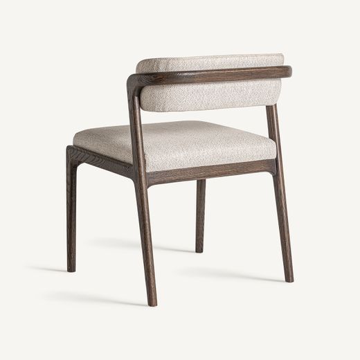 Silla de comedor de tejido de poliéster y madera de fresno en marrón, 56 x 58 x 75 cm | Jerzen