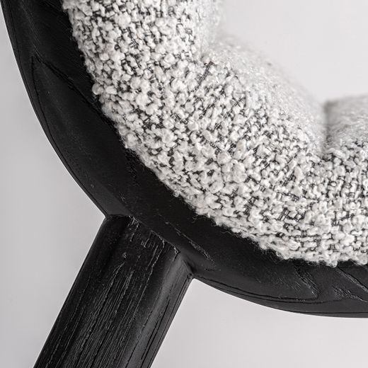 Silla de comedor de tejido de poliéster y madera de olmo en gris, 51 x 63 x 80 cm | Jacquard
