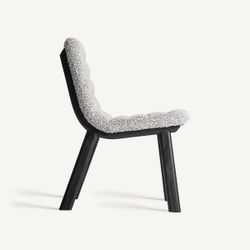 Silla de comedor de tejido de poliéster y madera de olmo en gris, 51 x 63 x 80 cm | Jacquard
