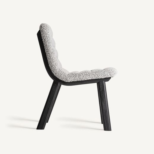 Silla de comedor de tejido de poliéster y madera de olmo en gris, 51 x 63 x 80 cm | Jacquard