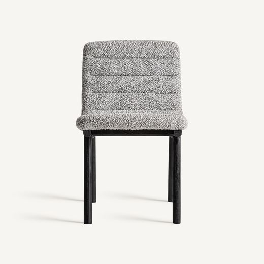 Silla de comedor de tejido de poliéster y madera de olmo en gris, 51 x 63 x 80 cm | Jacquard