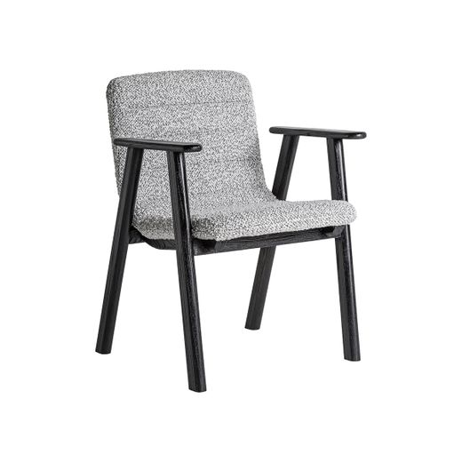 Silla de comedor de tejido de poliéster y madera de olmo en gris, 62 x 64 x 80 cm | Jacquard