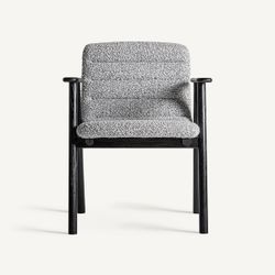 Silla de comedor de tejido de poliéster y madera de olmo en gris, 62 x 64 x 80 cm | Jacquard
