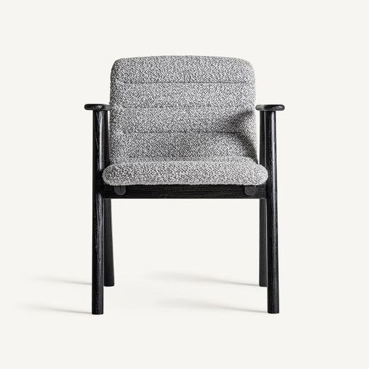 Silla de comedor de tejido de poliéster y madera de olmo en gris, 62 x 64 x 80 cm | Jacquard
