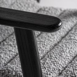 Silla de comedor de tejido de poliéster y madera de olmo en gris, 62 x 64 x 80 cm | Jacquard