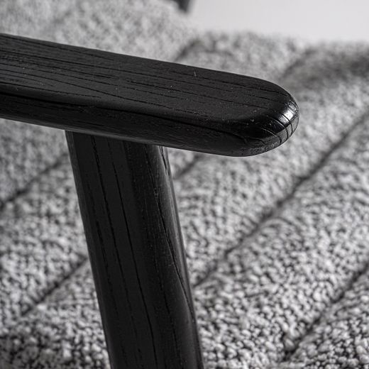 Silla de comedor de tejido de poliéster y madera de olmo en gris, 62 x 64 x 80 cm | Jacquard