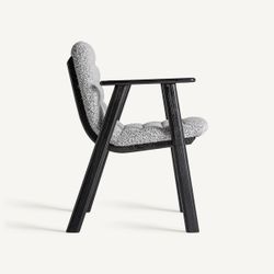 Silla de comedor de tejido de poliéster y madera de olmo en gris, 62 x 64 x 80 cm | Jacquard