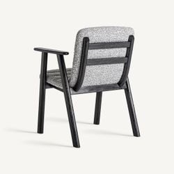 Silla de comedor de tejido de poliéster y madera de olmo en gris, 62 x 64 x 80 cm | Jacquard