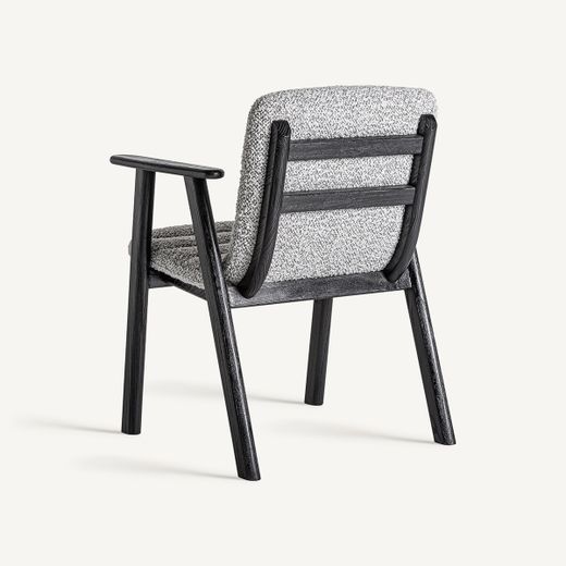 Silla de comedor de tejido de poliéster y madera de olmo en gris, 62 x 64 x 80 cm | Jacquard