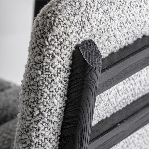 Silla de comedor de tejido de poliéster y madera de olmo en gris, 62 x 64 x 80 cm | Jacquard
