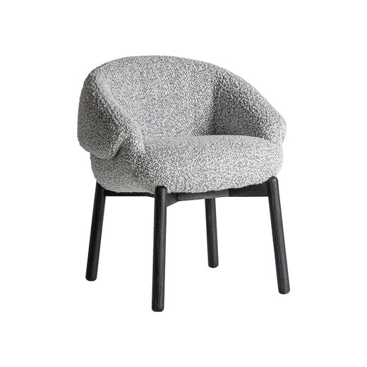 Silla de comedor de tejido de poliéster y madera de olmo en gris, 63 x 60 x 74 cm | Jacquard