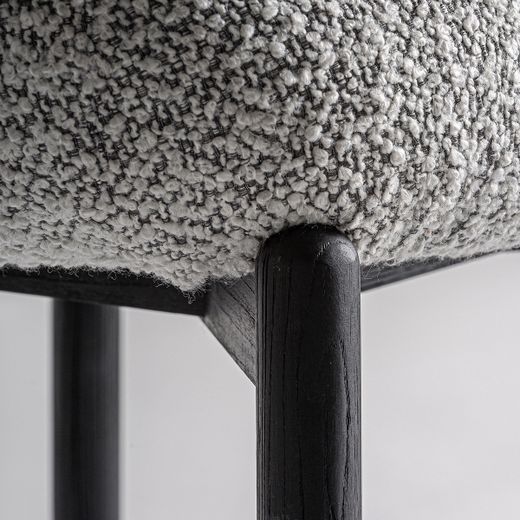 Silla de comedor de tejido de poliéster y madera de olmo en gris, 63 x 60 x 74 cm | Jacquard